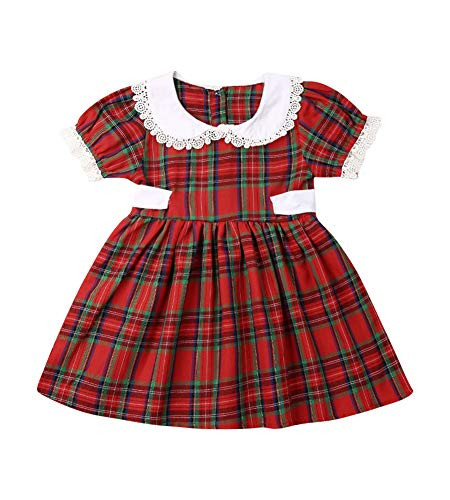 Baby Girl Christmas Dress Matching Newborn Girl Bodysuit Plaid Lace Princess Skirt Family Clothing (Dress,12-18 Months) | Amazon (US)