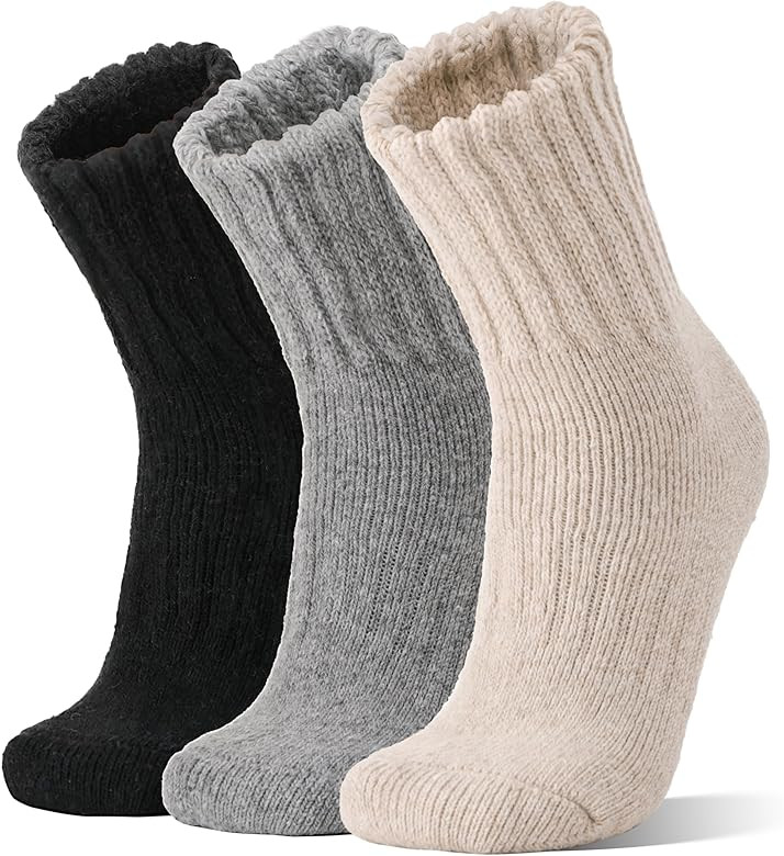 Merino Wool Boot Socks Thermal Winter Warm Thick Cozy Hiking Socks for Men Women 3 Pairs | Amazon (US)