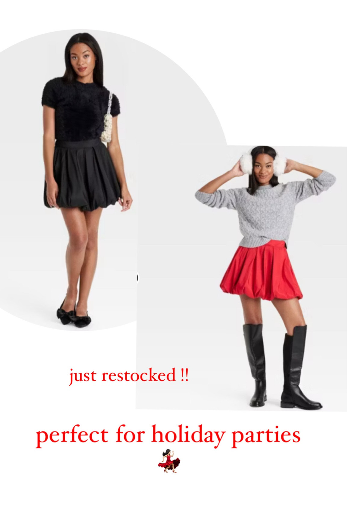 How cute for holiday parties! 

FYI - reviews say it runs big and to size down; I just ordered both colors 👏🏼👏🏼👏🏼