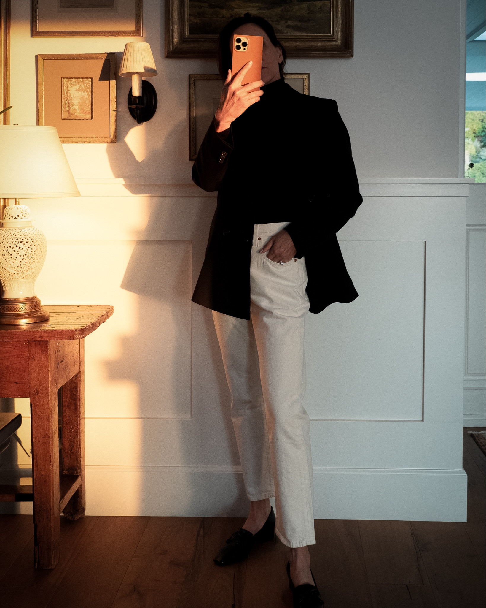 Wearing white jeans well into fall. It works when pairing with pieces that have a little substance through weight or texture.⁠
⁠
1. Levis 501 jeans - so basic, simple and perfect. And always an amazing price under $100. I get the 28 length so they hit above the ankle. 
⁠
2. Acne Studio jacket Ive had for several years and posted about numerous times. It works with everything and is the only oversized silhouette that I've not felt silly in.⁠
⁠
3. Emilia Wickstead brown loafers Ive been going on about the last few weeks. I love them and the floppy XL tassels.⁠
⁠
4. Vince cashmere turtleneck. Just bought to replace my older ones that were showing their age.⁠

These pieces and additional options linked below .
⁠

#LTKStyleTip #LTKFallSale #LTKSeasonal