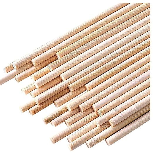 25PCS Dowel Rods Wood Sticks Wooden Dowel Rods - 1/4 x 12 Inch Unfinished Bamboo Sticks - for Cra... | Amazon (US)