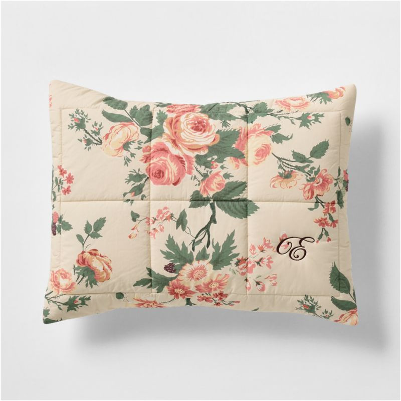 Rose Meadow Organic Cotton Kids Quilted Pillow Sham by Sharland England | Crate & Kids | Crate & Barrel
