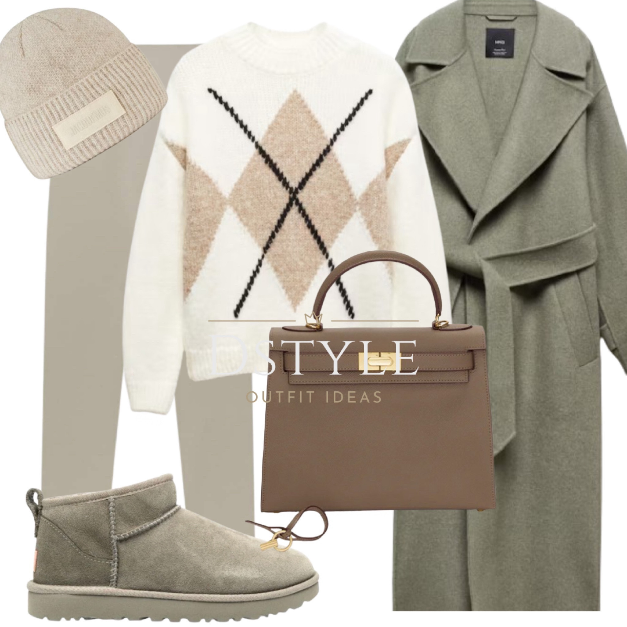 Elevate your cozy chic game with sage green and beige hues 🍂✨ Featuring a rhombus design beige sweater, leggings, a stylish woolen coat with belt, UGG Ultra Mini boots, and a trendy hat. Perfect ensemble for chilly days! #OOTD #CozyChic

#LTKSeasonal #LTKstyletip #LTKfindsunder50