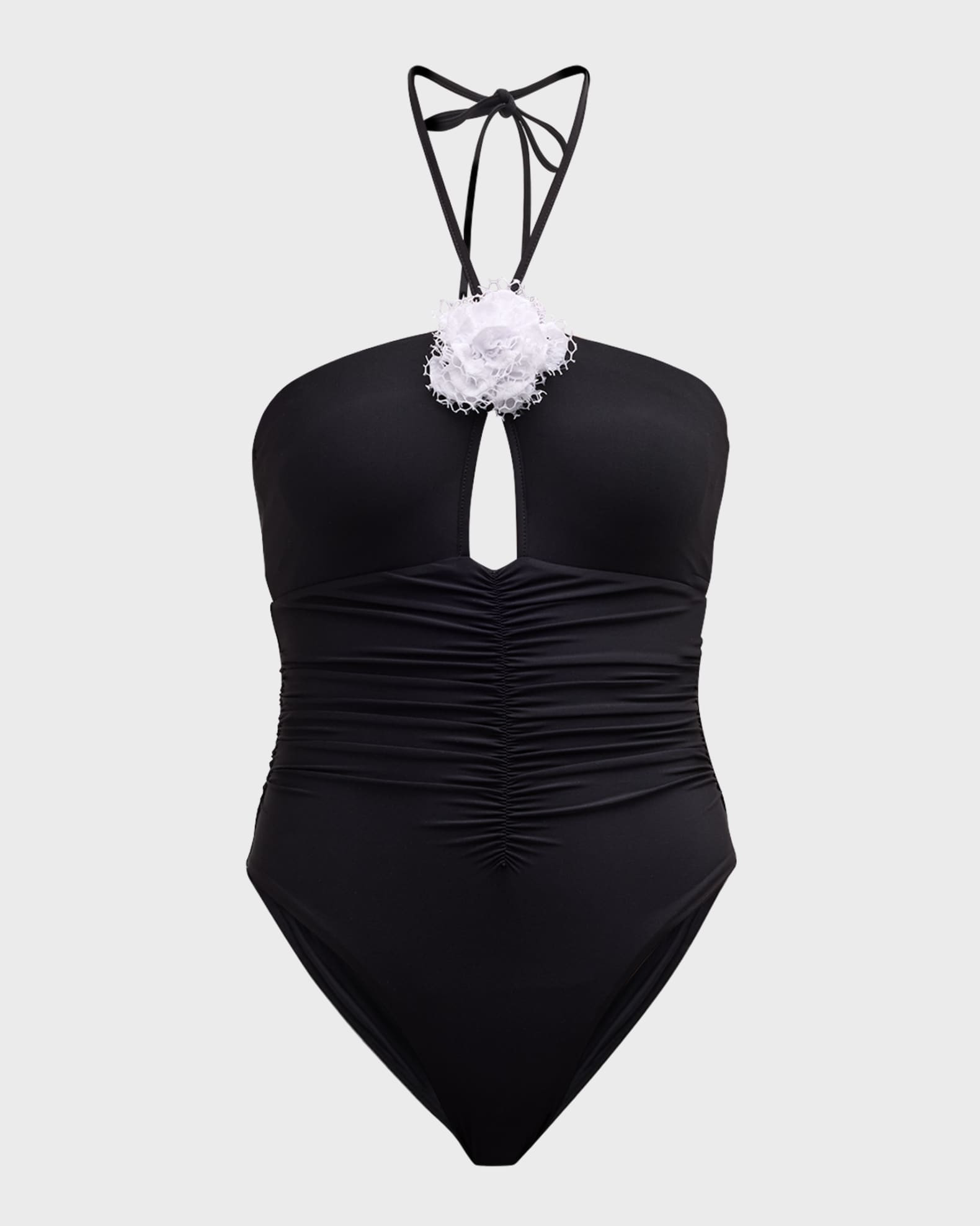 PQ Swim Rosette Ruched One-Piece Swimsuit | Neiman Marcus