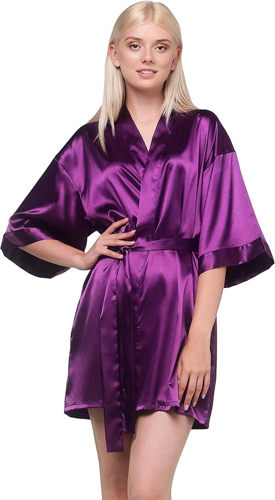 Turquaz Women's Bride Bridesmaids Robe - Satin Kimono Robes for Women | Amazon (US)