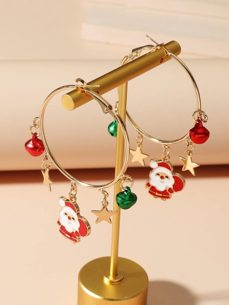 Christmas Santa Claus & Star Drop Earrings | SHEIN
