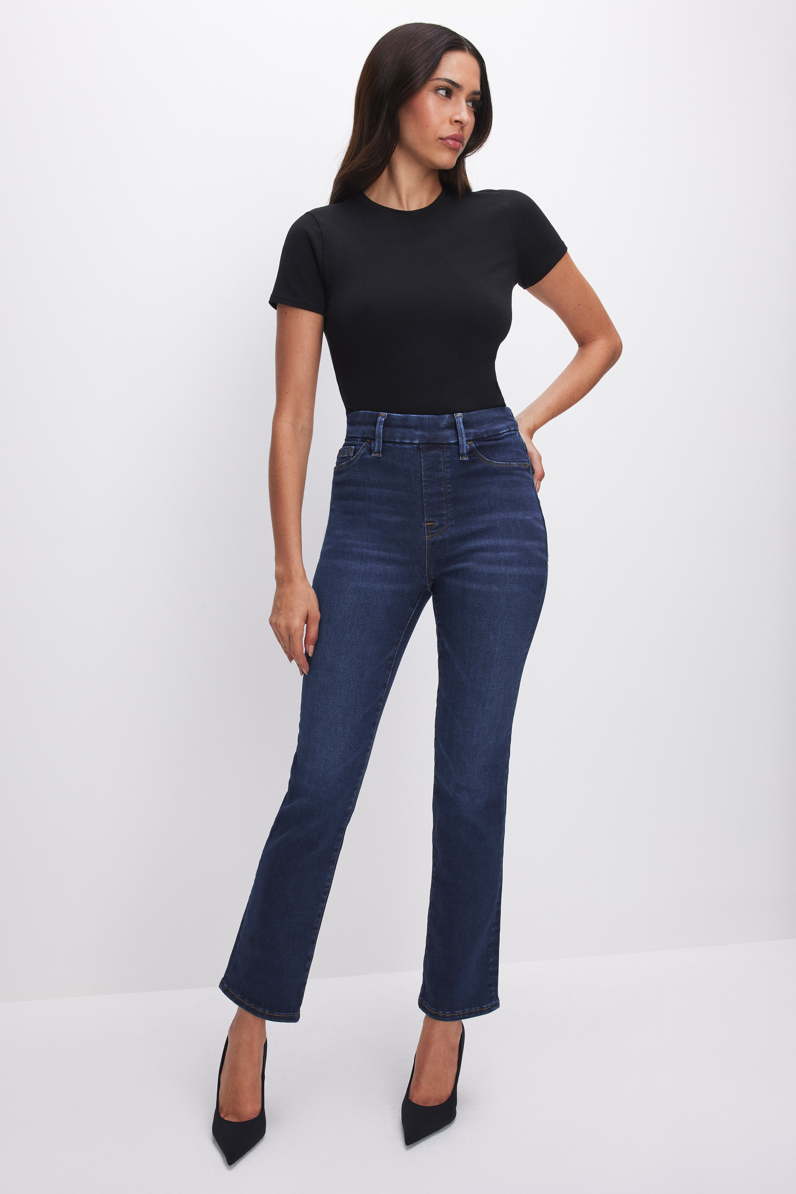 POWER STRETCH PULL-ON STRAIGHT JEANS | Good American