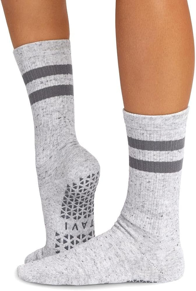 TAVI NOIR Kai Fashion Crew Grip Socks, Medium, Heather Grey | Amazon (US)