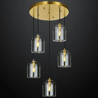 Modern Crystal Hanging Light Gold Ceiling Chandelier Fixtures for Kitchen Island Bedroom Dining Room(5-Light) | Wayfair North America