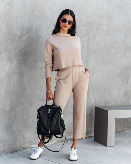 Airport Glam Cotton High Rise Pocketed Pants - Camel - SALE | VICI Collection