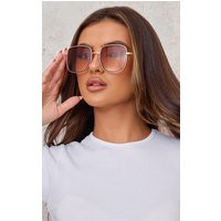Rose Gold Frame Oversized Square Sunglasses | PrettyLittleThing US