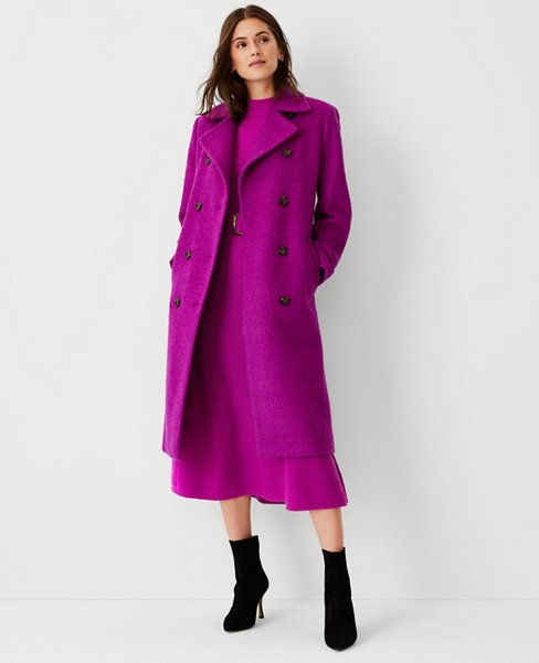 Textured Wool Blend Double Breasted Coat | Ann Taylor (US)