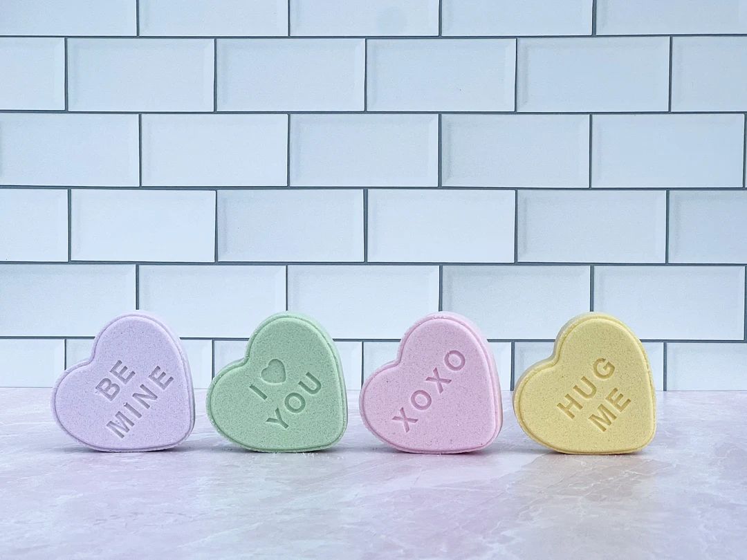 Bath Bomb Gift Set for Valentine’s Day, Conversation Hearts, Gift for Her | Etsy (US)
