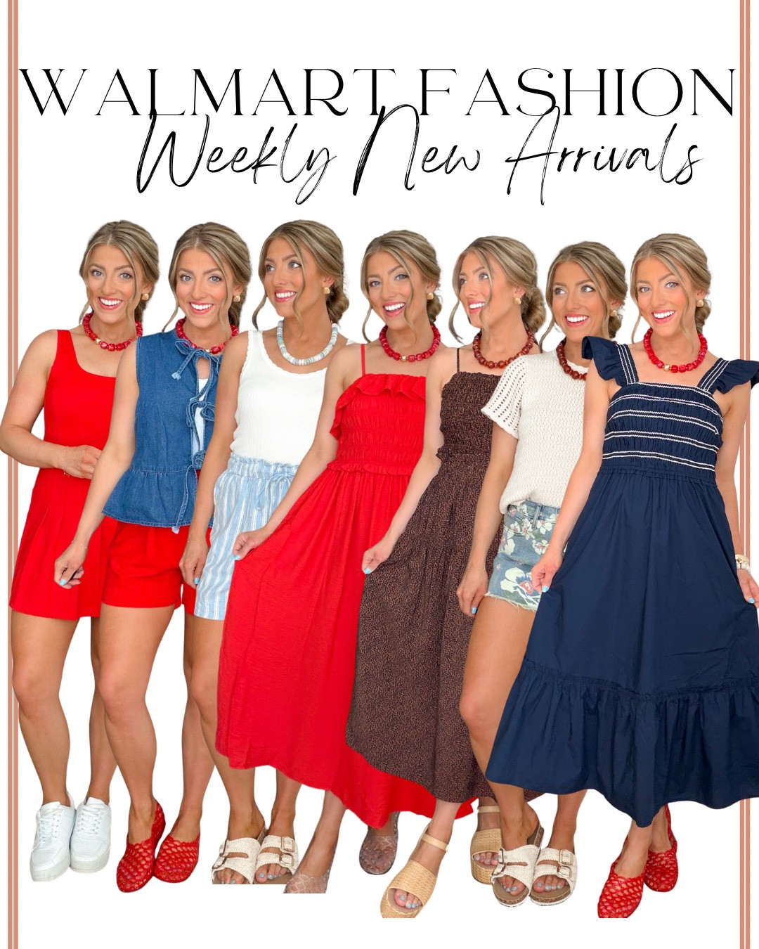 Walmart new arrivals are on another level this week! 😍❤️💙

So many unreal new finds just landed online, and I honestly don’t know how I’m supposed to pick a favorite. From breezy summer dresses and matching sets to patriotic looks, lightweight knits, easy shorts, and vacation-ready pieces, this week’s Walmart fashion new arrivals are packed with good ones.

I’m especially loving all of the red, white, and blue styles, effortless sundresses, and elevated basics that look so much more expensive than their price tags. Whether you’re shopping for summer vacations, weekend plans, backyard BBQs, or simply refreshing your everyday wardrobe, Walmart is absolutely delivering right now.

✨ Affordable fashion finds
✨ New summer arrivals
✨ Vacation-ready outfits
✨ Patriotic outfit ideas
✨ Dresses, matching sets & elevated basics
✨ Head-to-toe Walmart looks

The hardest part is deciding which pieces to order because I genuinely loved every single one! Which look is your favorite? ❤️💙🤍

#WalmartFashion #WalmartFinds #WalmartStyle #WalmartNewArrivals #SummerFashion #AffordableFashion #PatrioticStyle #RedWhiteAndBlueStyle #SummerOutfits #VacationOutfits #EverydayStyle #FashionFinds #AffordableStyle #OOTD #MomStyle #SummerWardrobe #CasualChic #FashionOnABudget #HeadToToeWalmart #WomensFashion #LTKStyle #TrendingFashion #SummerDress #MatchingSets #StyleInspiration #WalmartSummerFashion

#LTKootd #LTKPetite