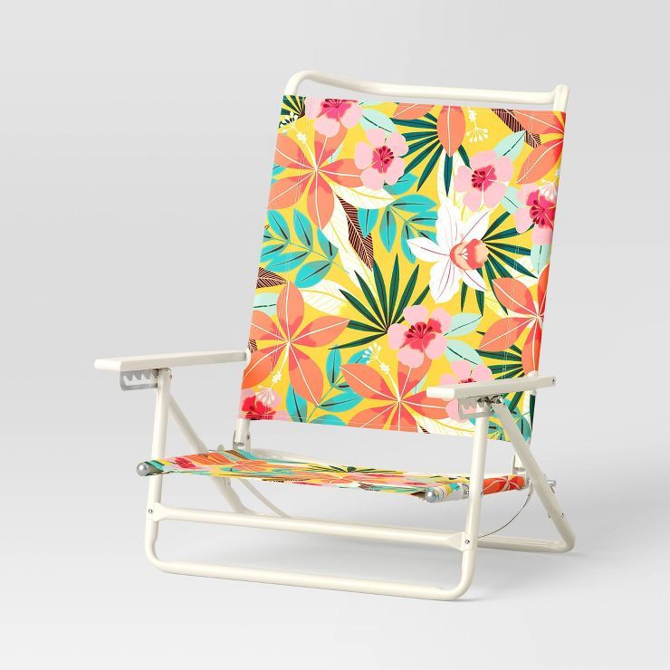 5 Position Beach Chair Tropical Floral Print - Sun Squad™ | Target
