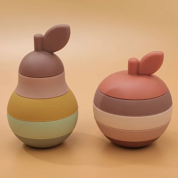 Silicone Stacking Toys for Kids | Apple and Pear Silicone Stacker | Christmas Tree Stacking Toy |... | Etsy (US)