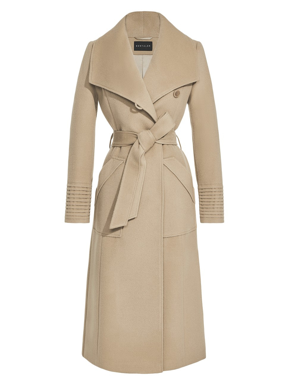 Sentaler Women's Long Wide-Collar Alpaca Wrap Coat - Camel - Size Large | Saks Fifth Avenue