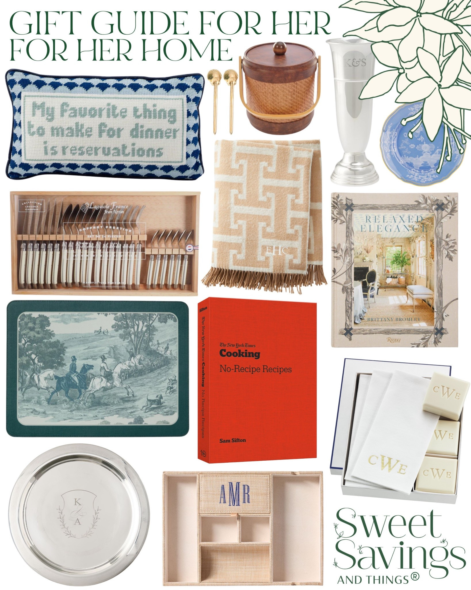 gifts for her | holiday guides | preppy home | preppy finds | cook books | kitchen | dining room | living room | bedroom | needlepoint pillows | silver trays | silver | blankets 

#LTKSeasonal #LTKHoliday #LTKGiftGuide