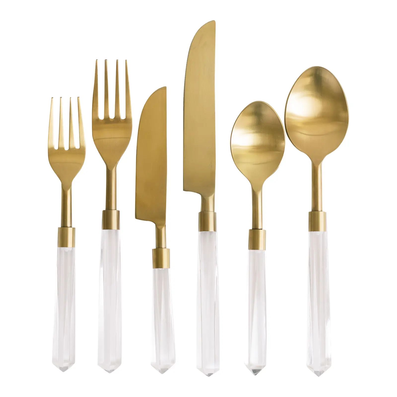 PRISM Clear + Gold Flatware - Set of 6 | Chairish