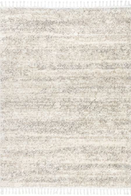 Ivory Shaded Shag With Tassels Area Rug | Rugs USA