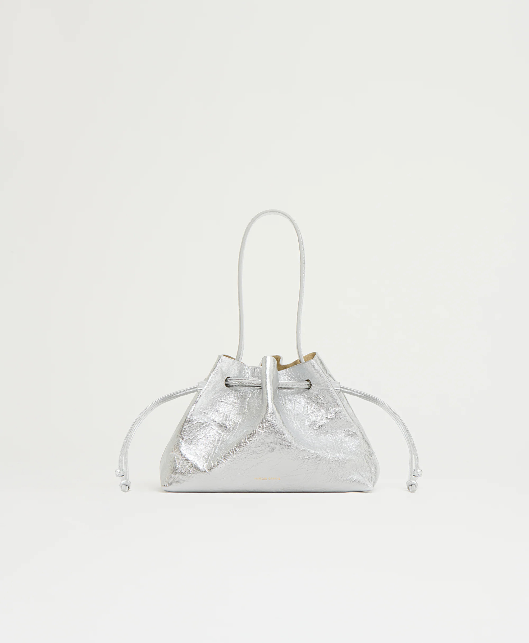 Drawstring Pouchette - Crinkled Silver | MANSUR GAVRIEL