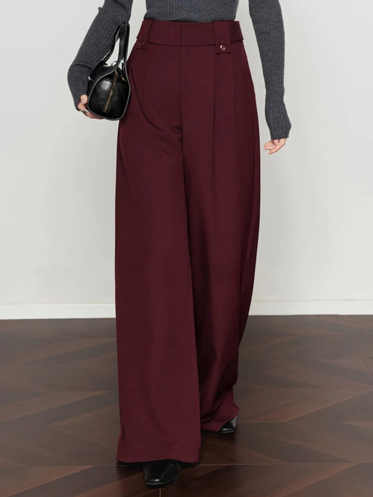 Vintage Pleated Wide-Leg Pants | Commense
