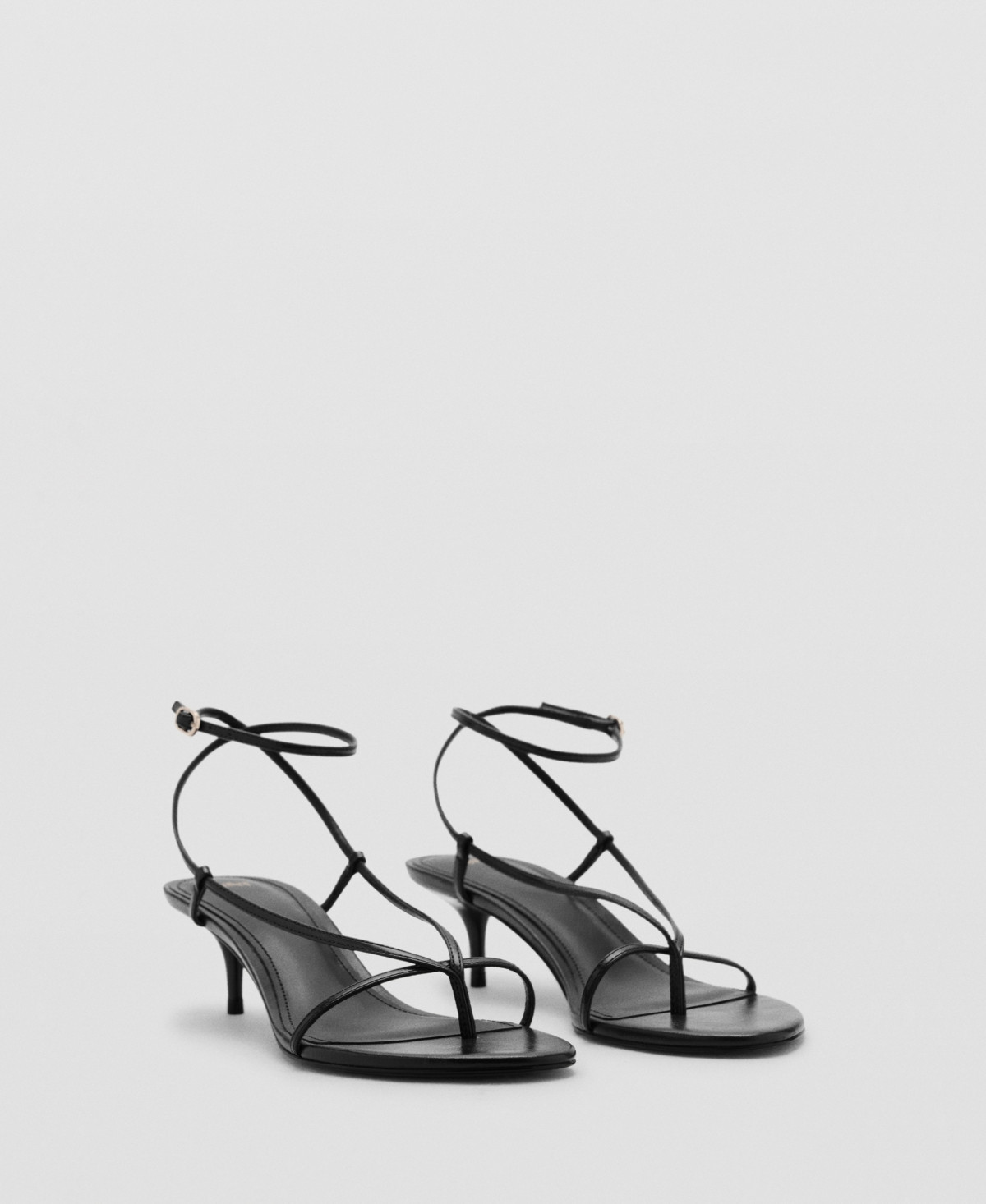 Mango Women's Thin Strap Heeled Sandals - Black | Macy's