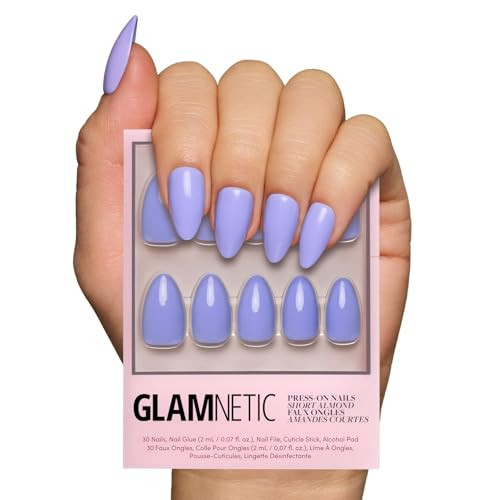 Glamnetic Press On Nails - Periwinkle | Short Almond Purple, Glossy Lavender Fake Nails, Reusable Spring Nails | 15 Sizes - 30 Nail Kit with Glue | Amazon (US)