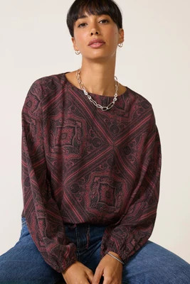 SOLSET Women's Scarlett Blouse, Size XS, Burgundy Red | Evereve