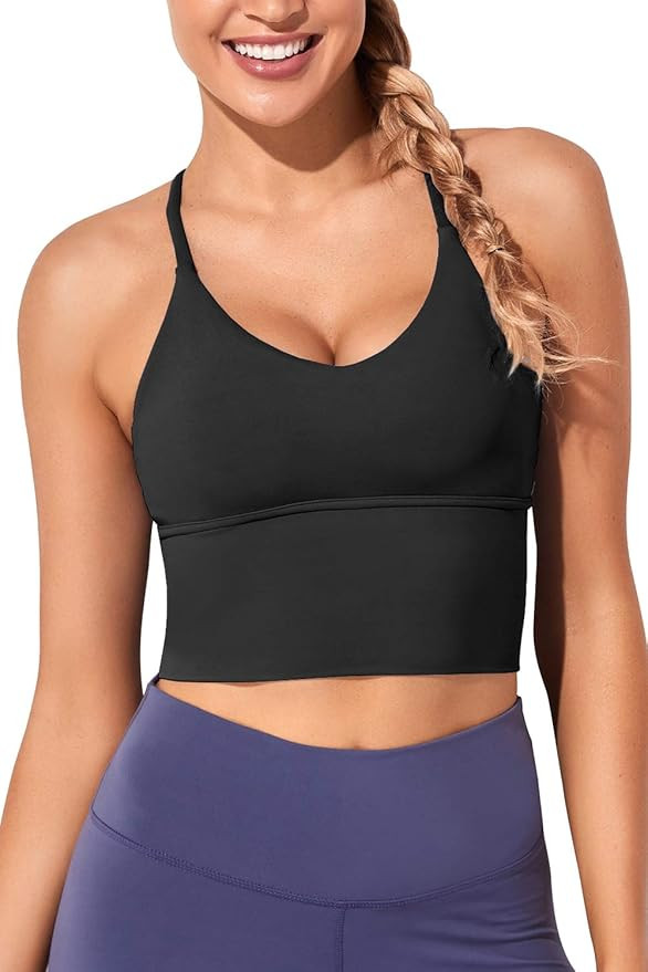 Women Sports Bras Longline Fitness Crop Tops Tank Gym Camisole Yoga Workout Running Shirts | Amazon (US)