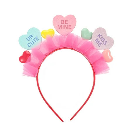 Way to Celebrate Valentine's Day Color Hearts Tinsel Headband, 1 Piece | Walmart (US)