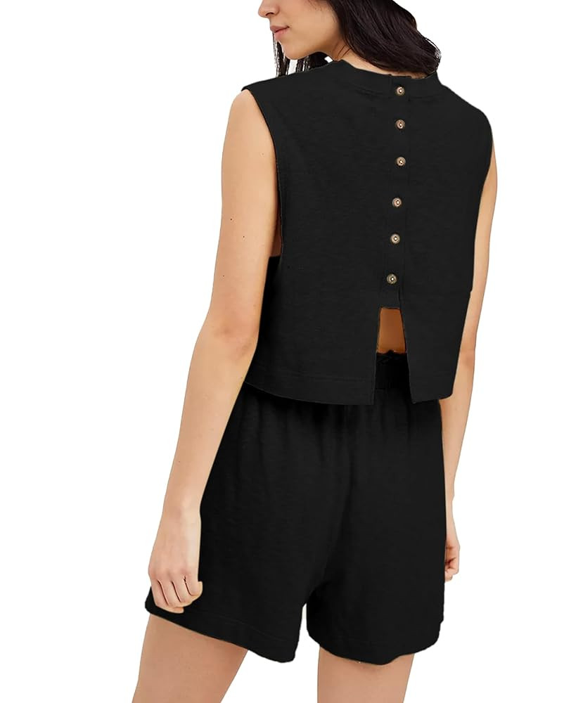 Lounge Sets for Women Summer 2 Piece Outfits Sleeveless Tank Tops Matching Shorts Workout Set Bea... | Amazon (US)