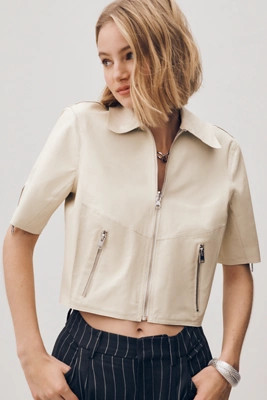 Lamarque Sevana Short-Sleeve Leather Jacket | Anthropologie (US)