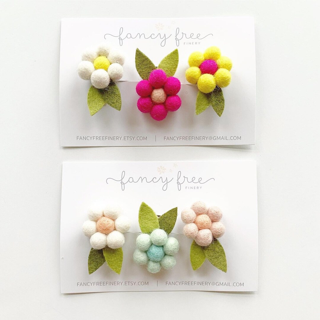 Wool-ball Flower Clips // a la carte alligator clips // mix + match to create your own set! | Etsy (US)