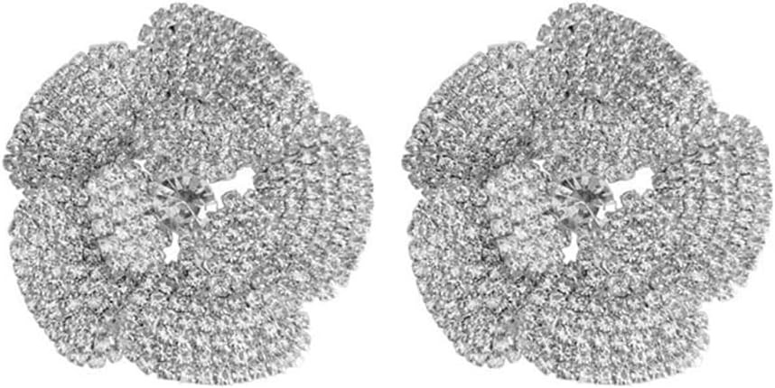 Crystal Flower Stud Earrings for Women Girls Silver Plated Exaggerated Clear Crystal Cluster Wedd... | Amazon (US)