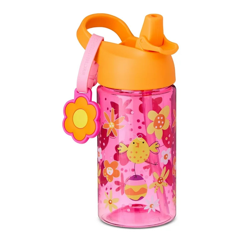 Easter Elegant Pink Tumbler with Flower Clip, 17 fl oz, Chick-Egg-Flower Printing, By Way to Cele... | Walmart (US)