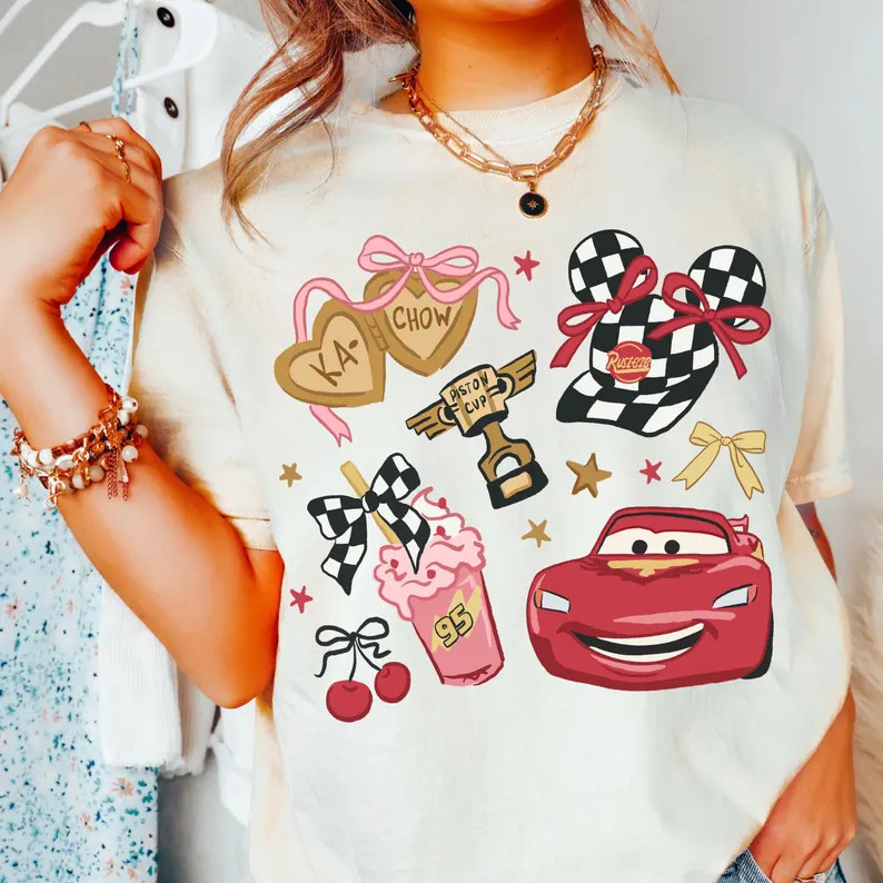 Comfort Color® Disney Coquette Bow Cherry Lightning Mcqueen Disney Cars Shirt, Disney Pixar Char... | Etsy (US)