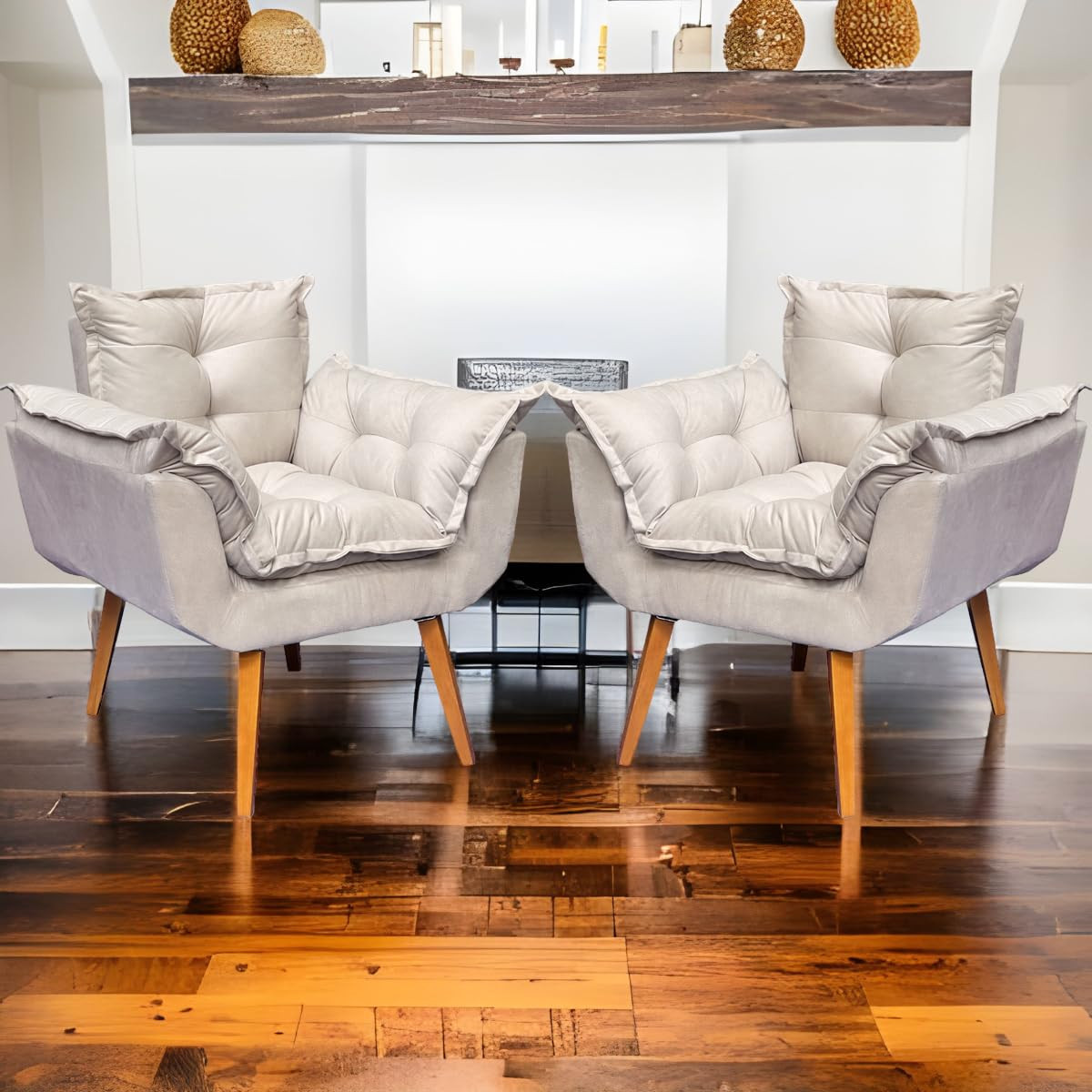 Kit 2 Poltronas Alice Para Sala Decorativas - Tecido Suede Liso - Pé De Madeira Castanho - Cliqu... | Amazon (BR)