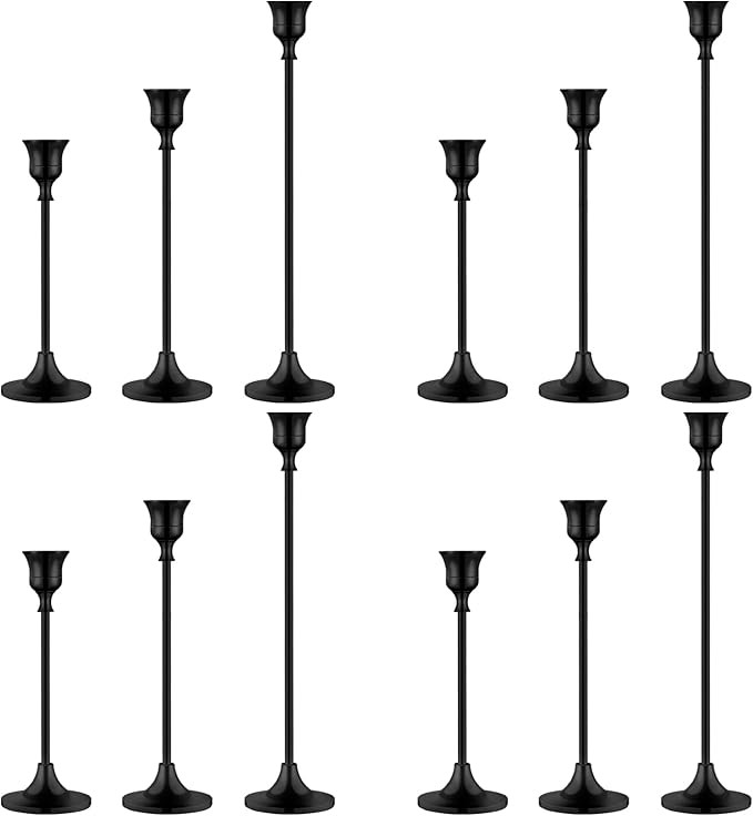 Candlestick Holders,Taper Candle Holder for Candlesticks Black Candelabra Candle Holder Vintage C... | Amazon (US)