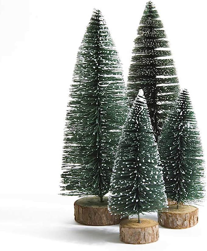 Dream Loom Mini Christmas Trees, 4pcs Sisal Trees with Wood Base, Bottle Brush Trees Xmas Tableto... | Amazon (US)