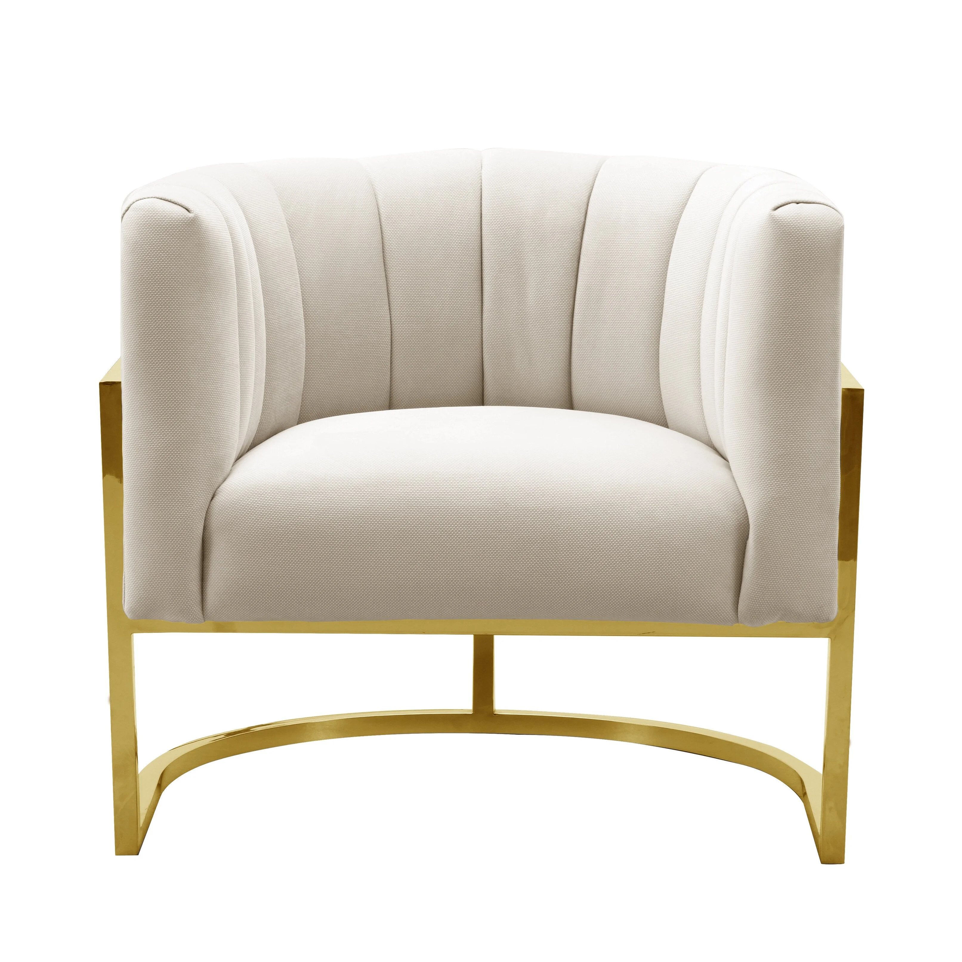 TOV Furniture Magnolia Spotted Cream Velvet Chair with Gold Base | Walmart (US)