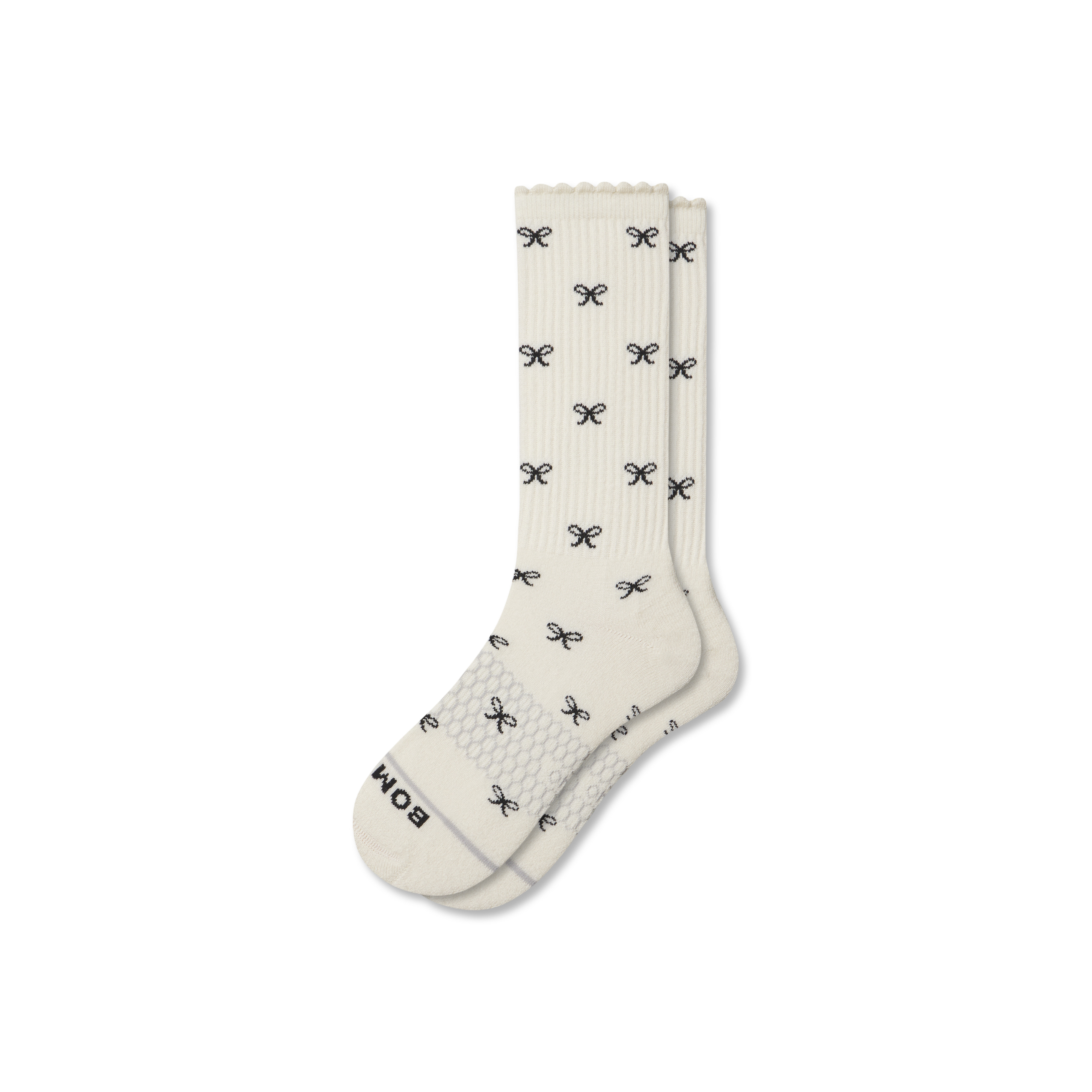 Women's Merino Wool Blend Calf Socks - Ivory Bow - Large - Bombas | Bombas