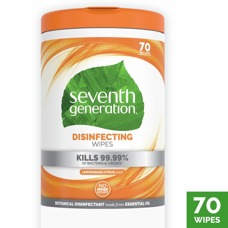 Seventh Generation Disinfectant Wipes All Purpose Cleaning Lemongrass Citrus 70 Count | Walmart (US)