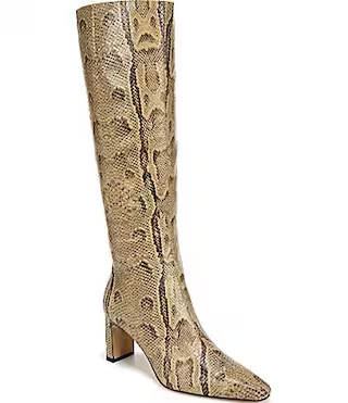 Sam Edelman Sylvia Snake Print Leather Tall Dress Boots - 9 | Dillard's