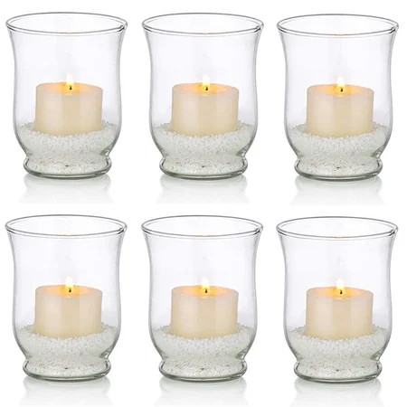 Sziqiqi Small Glass Hurricane Candle Holders for Tealights Centerpiece Set of 6 | Walmart (US)