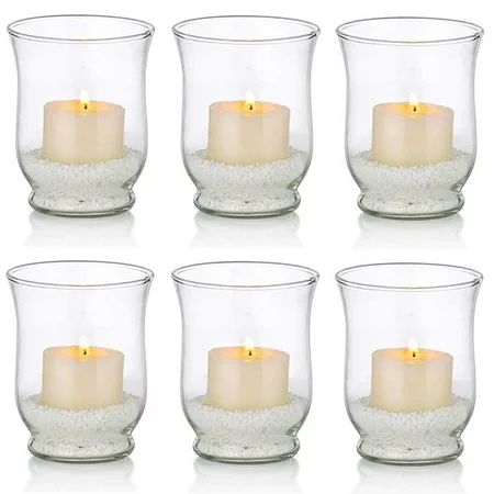 Sziqiqi Small Glass Hurricane Candle Holders for Tealights Centerpiece Set of 6 | Walmart (US)