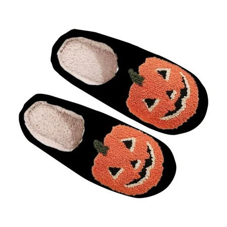 Pyhlmscde Womens Halloween Skeleton Slippers Soft Plush House Shoes Warm Slip-on Slippers Cozy Indoor Outdoor Slippers | Walmart (US)