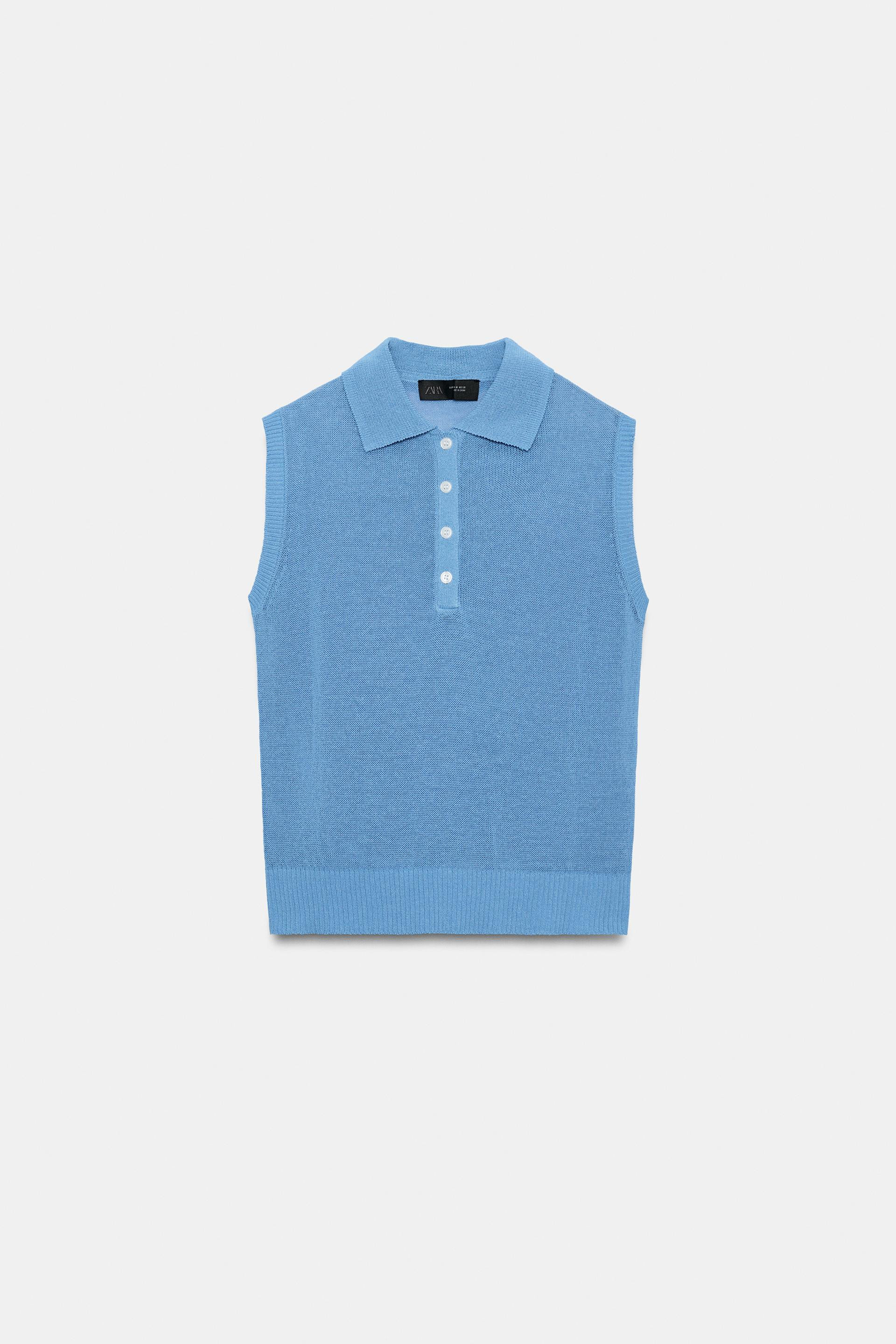 KNIT SLEEVELESS POLO SHIRT | Zara US
