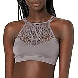 Amazon Brand - Mae Women's Seamless Hi-Neck Bralette, Rabbit, Small | Amazon (US)