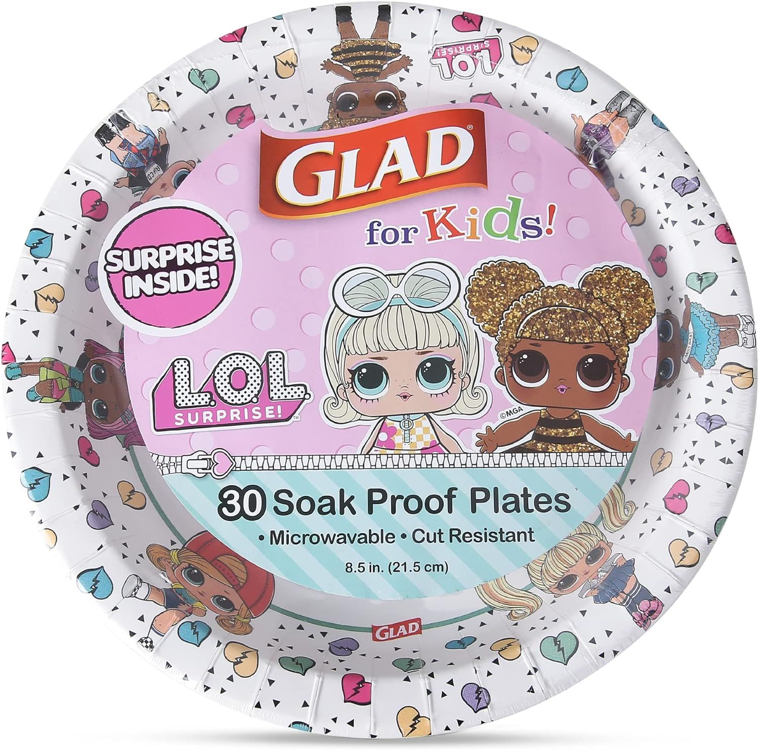 Glad for Kids LOL Heartbreakers 8.5” Paper Plates | LOL Surprise Plates with Hearts, Kids Paper... | Amazon (US)